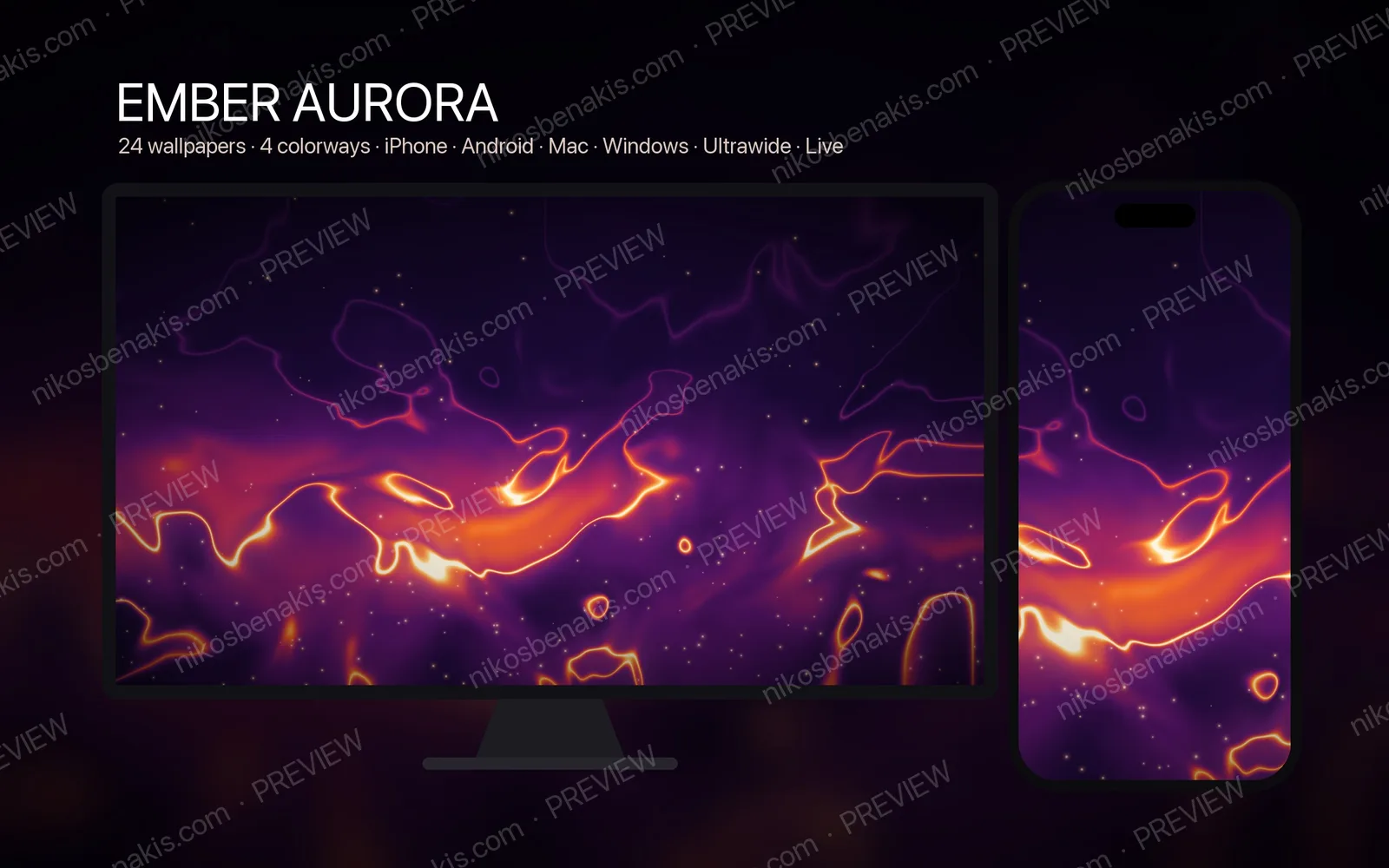 Ember Aurora shown on a desktop monitor and a phone